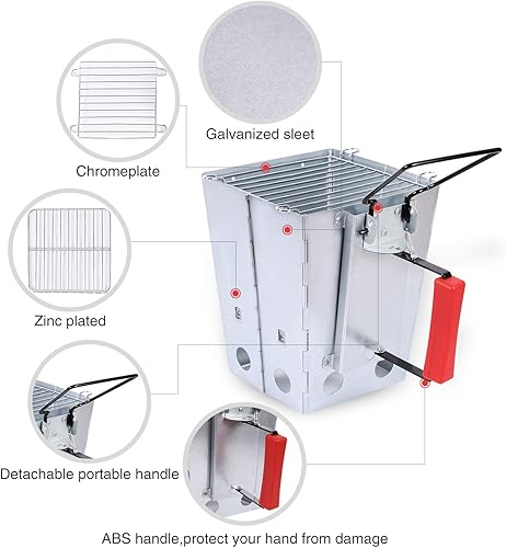 Miniatura 4 de REDCAMP Foldable Charcoal Chimney Starter BBQ Charcoal Grill Starter for Outdoor Lawn and Patio