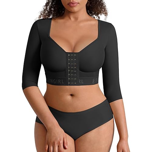 FeelinGirl Arm Compression Sleeve Women Upper Arm Shaper Post Surgery Front Closure Shapewear Bra