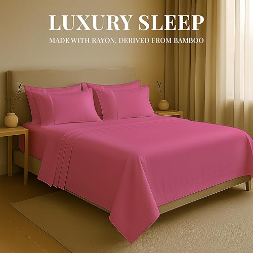 Miniatura 2 de Sacred Thread Juego de sábanas de 6 piezas de rayón derivado de bambú, vegano, refrescante y orgánico para el hogar y los hoteles, más 50