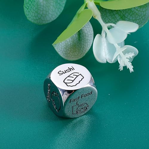 Miniatura 9 de 3 dados de comida para decisión de alimentos para parejas, juego de dados de comida, juego de dados de comida de acero de 11 años para él, regalo de
