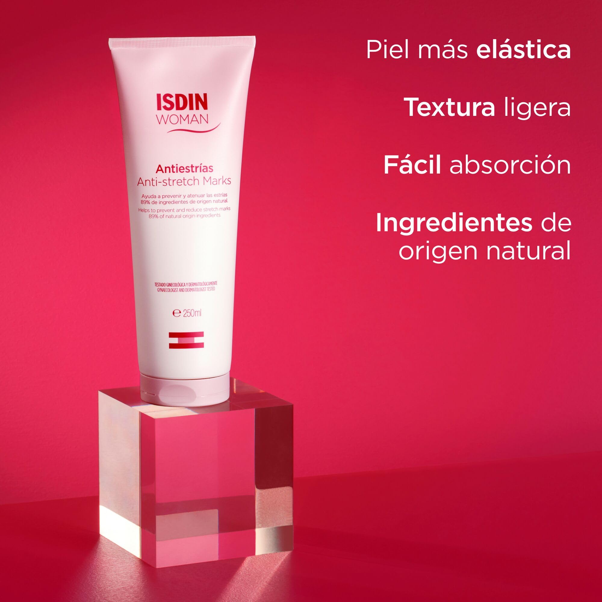 ISDIN Woman Antiestrías PACK DUPLO Crema Corporal Para Prevenir Y Atenuar Las Estrías (embarazadas, deportistas, dietas, adolescentes), rápida absorción, 2x250ml