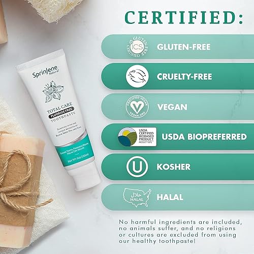 Miniatura 7 de SprinJene Natural Total Care Pasta de dientes sin flúor para dientes y encías fuertes, pasta de dientes natural para calmar la boca seca y refrescar