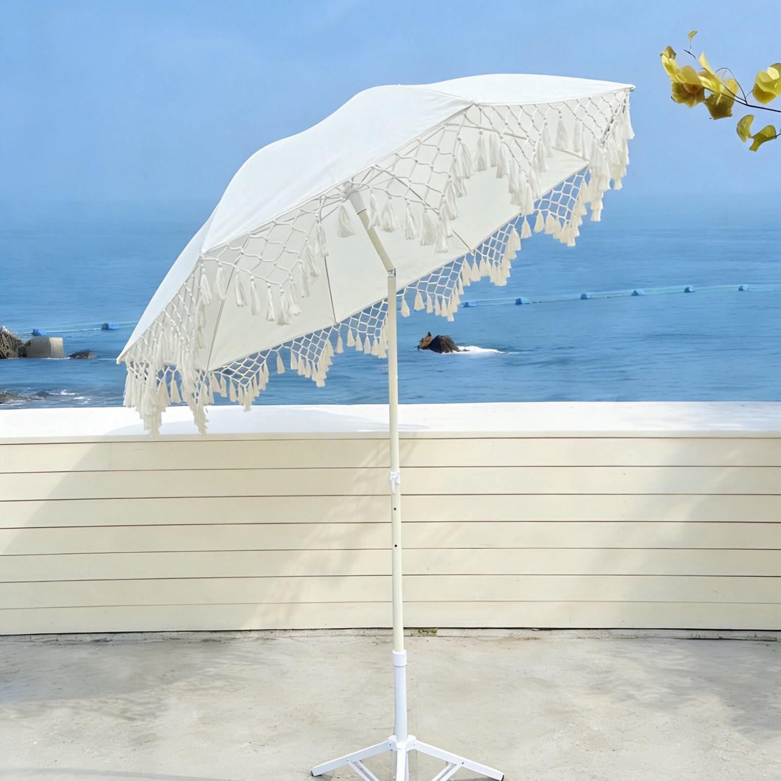 Bawełniany Trójkątny Parasol Z Frędzlami O Długości 1,6 M, Zewnętrzna Parasolka Przeciwsłoneczna I Parasol Przeciwsłoneczny, Wodoodporna Powłoka, Trwała.(2m)