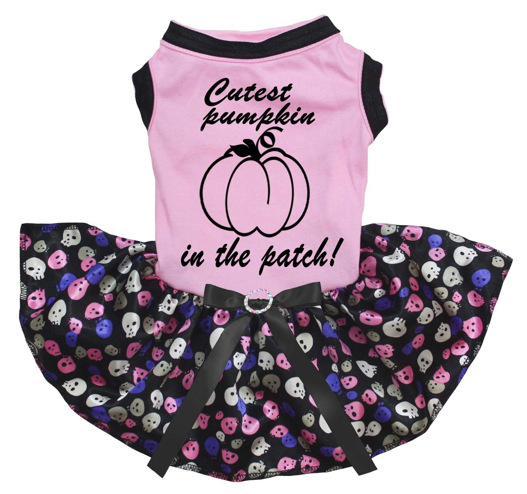Robe pour chien confortable taille L motif Halloween crâne rose