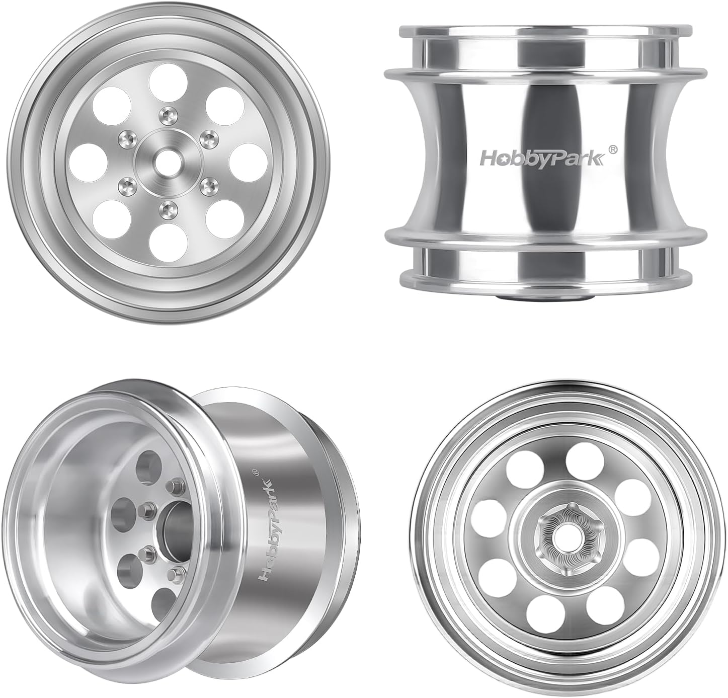HobbyPark Aluminum 1.3" Wheel Rims Negative Offset Deep Dish Wheels for TRX4MT TRX-4MT F-150 K10 1/18 Scale Monster Truck Upgrades Replacement