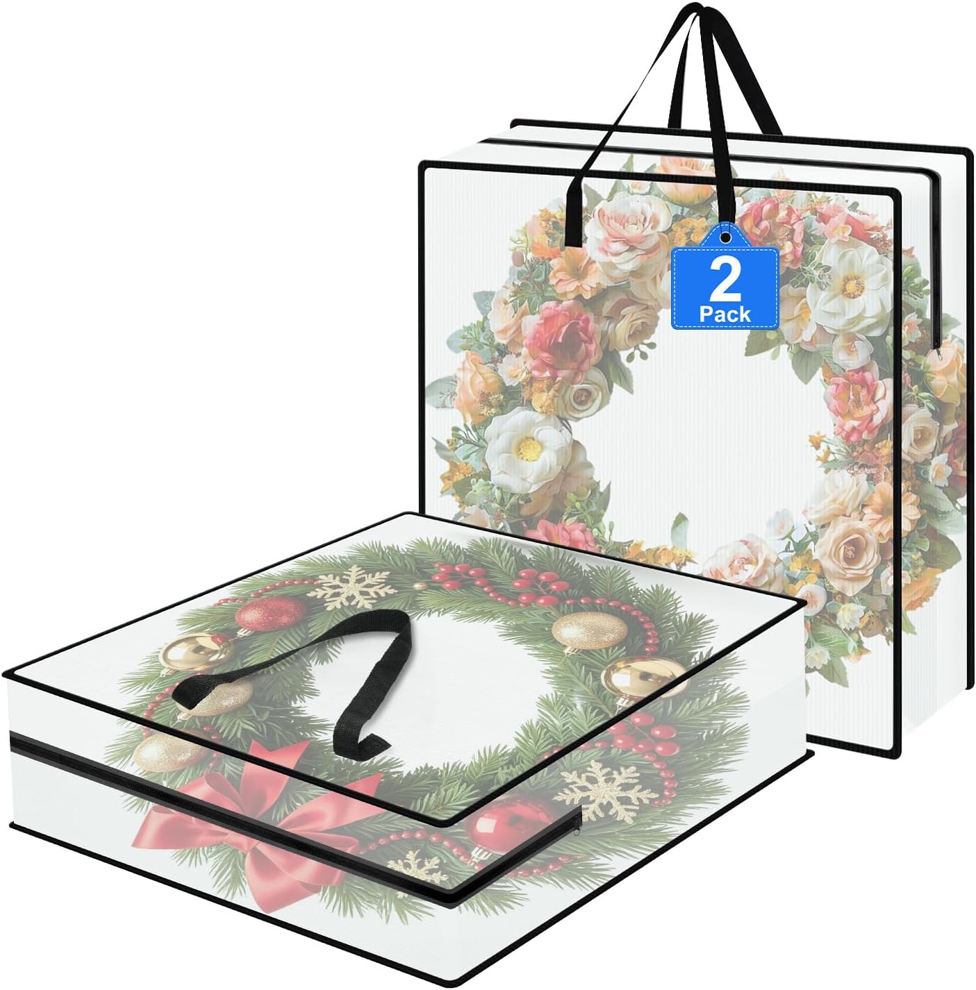 Wreath Storage Bag 2-Pack, 26″ Wreath Storage Container, Clear Moving Bags