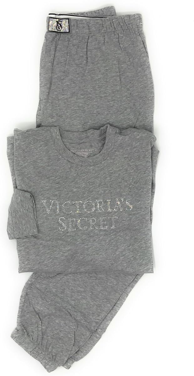 Victoria's Secret Conjunto de pijama largo brillante de jogger y camiseta 100% algodón
