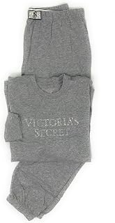 Victoria's Secret 100% Cotton Jogger & Tee Shine Long Pajama Set (US, Alpha, Medium, Regular, Regular, Gray)