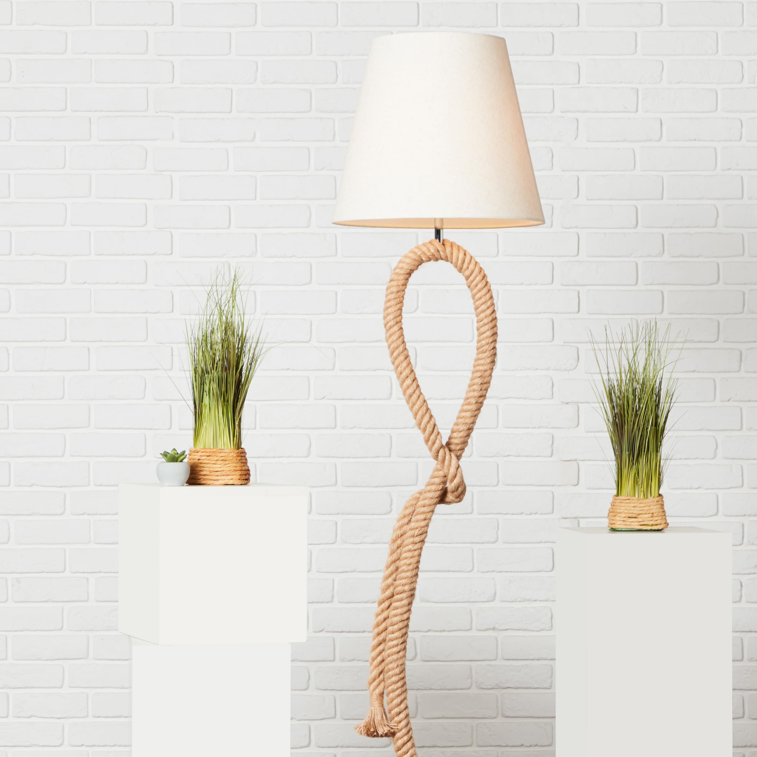 Lightbox Standleuchte 1-flammig - Stehleuchte in natur/weiß - Stehlampe für Wohnzimmer, Schlafzimmer & Esszimmer - exkl. E27 LED