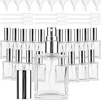 Lainballow 18-Pack 15ml Silver Glass Perfume Spray Bottles with 9 Droppers & 9 Funnels - Refillable Fine Mist Atomizers for Travel