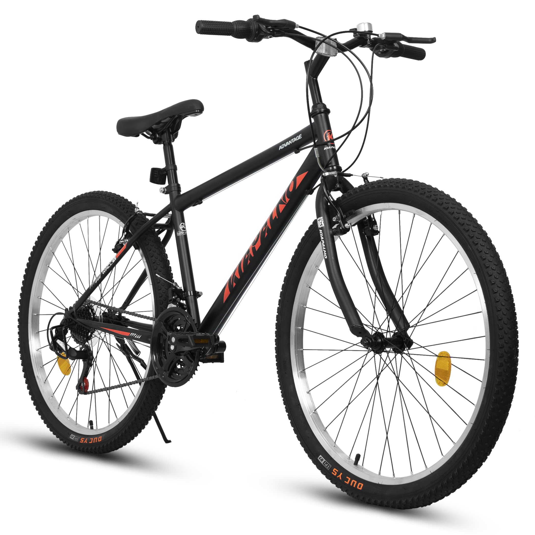 Ecarpat 24/26/27.5 Inch Mountain Bike, Dual/Front Suspension Mens Mountain Bike with 21 Speeds High-Carbon Steel Frame and Disc/V Brakes, Adult Sport Bicycle for Trail Snow Commuter City Road