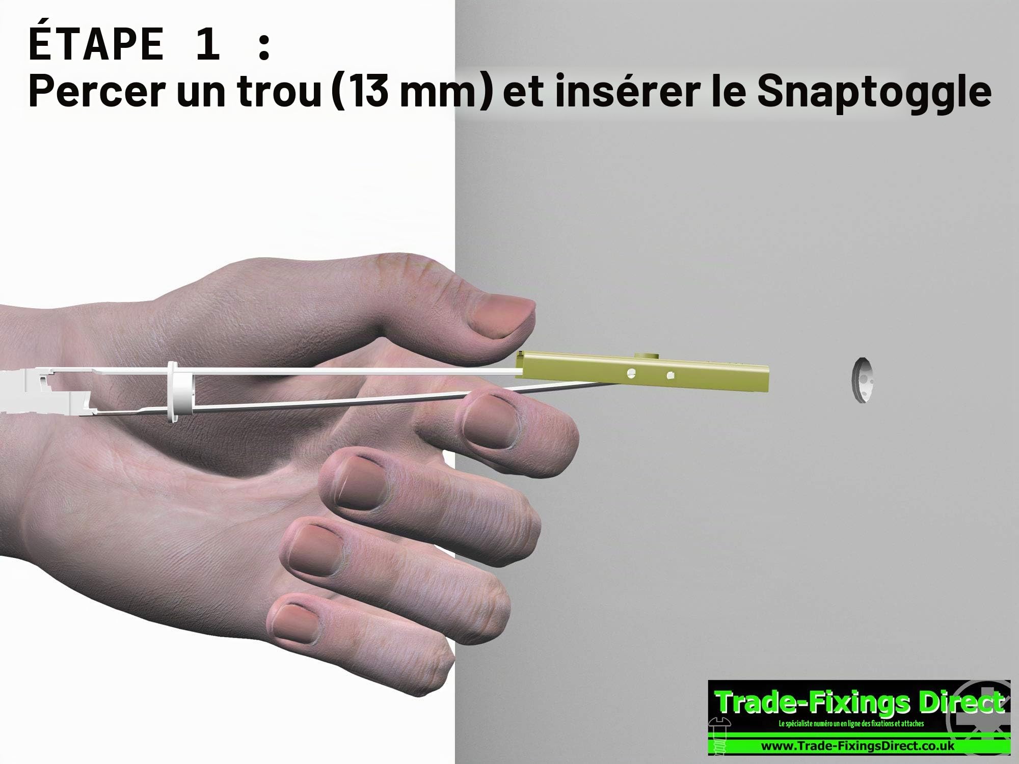 Lot de 10 - Fixation en métal SNAP Toggle robuste M5 pour plaque de plâtre - TOGGLER 25029 - Livré avec vis