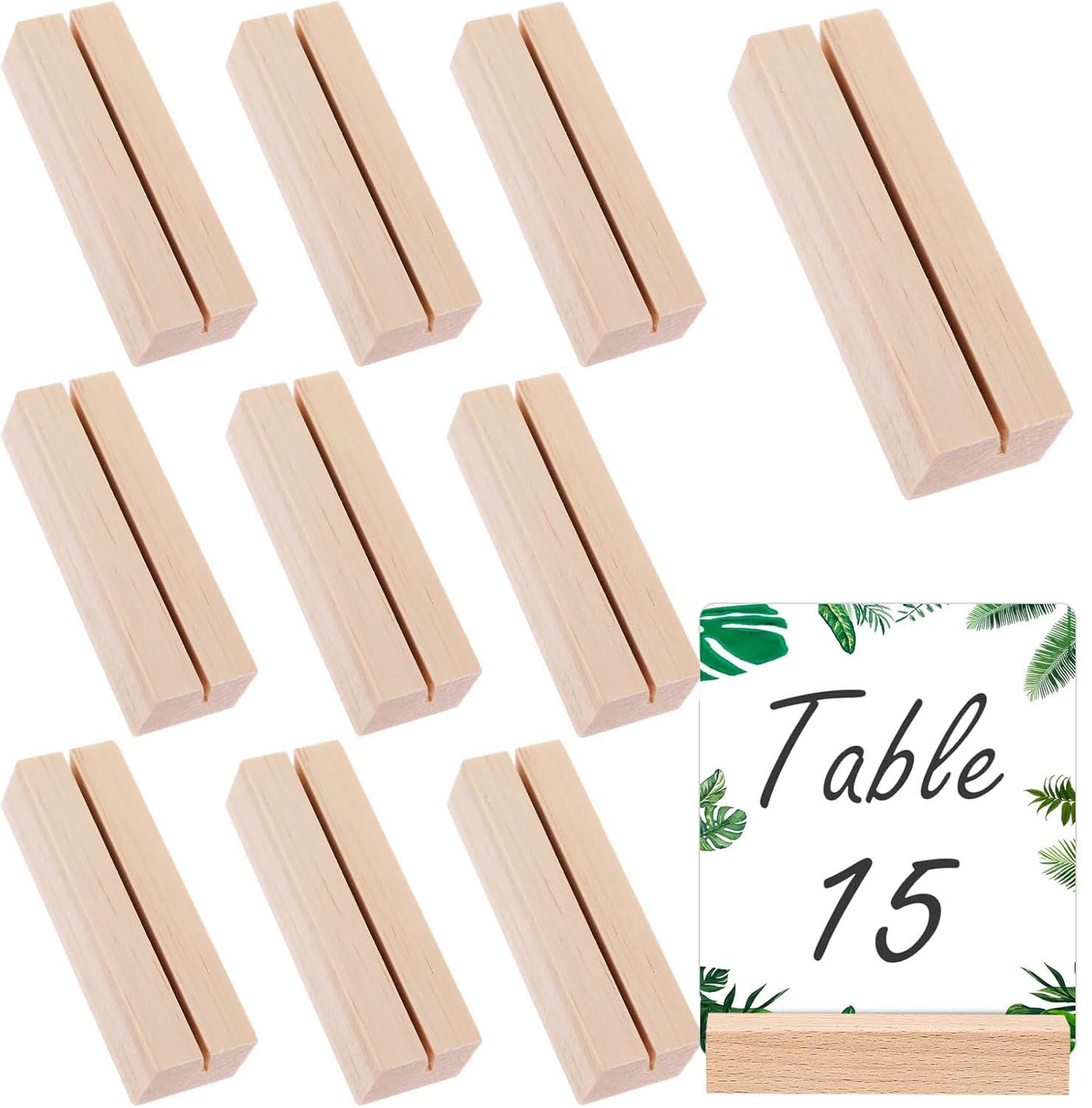 Farnirvana 10 Pezzi portacarte in legno, segnaposto in legno di faggio, Porta Menu da Tavolo, Portacarte di Posizione, per Ristoranti Matrimoni Banchetti Feste Celebrazioni