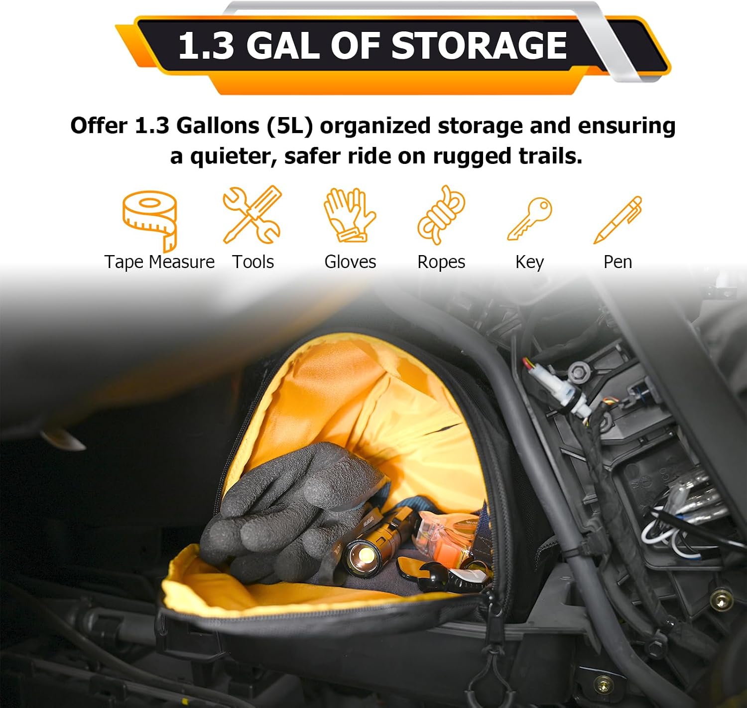 WeiSen UTV Center Console Storage Bags Compatible with Can Am Maverick R 2024-2026 Accessories 1.3 (5L) Gallon Organizer, with Dual Zippers