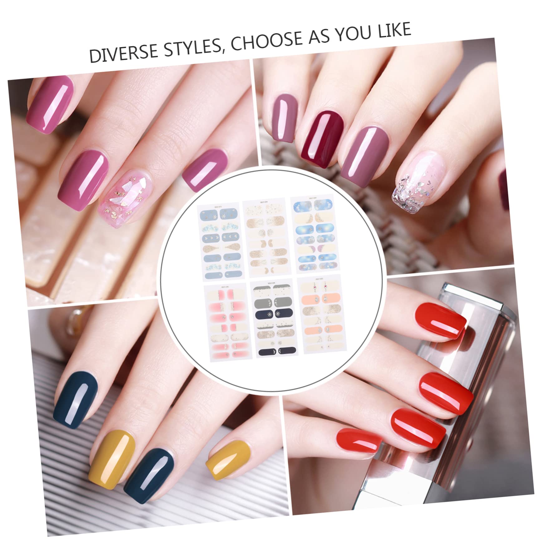 5 Set Stickers Per Nail Art Autoadesivi Adesivi Per Unghie Eleganti E Colorati Decorazioni Per Unghie Adesive Per Speciali 6 Fogli*5
