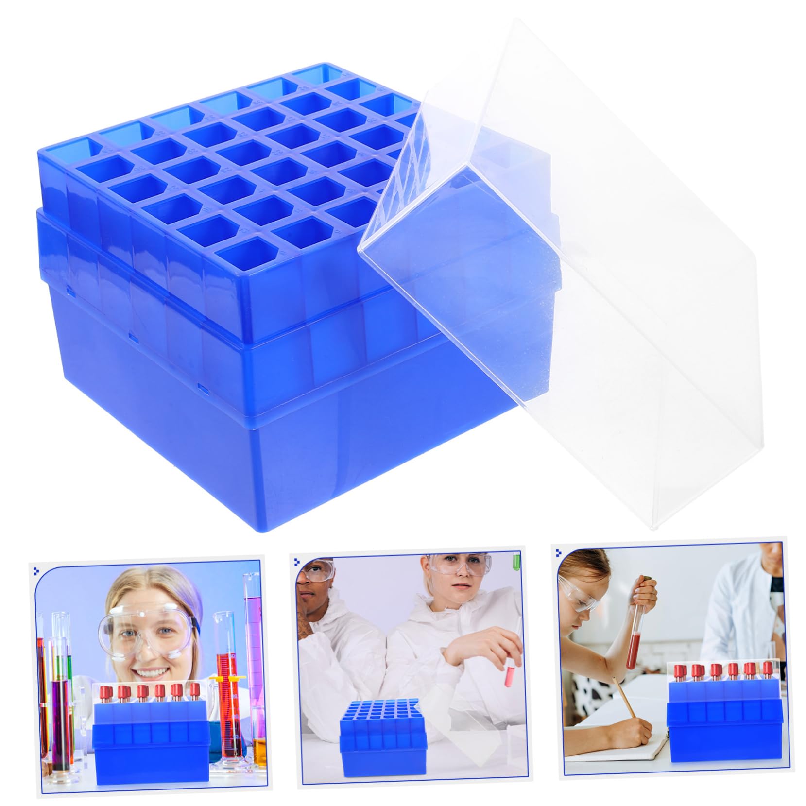 Cabilock 3 Pezzi Scatola Del Congelatore Provetta Chimica Del Rack Per Provette Tubi Conservazione Delle Provette Contenitore Per Provette Da Laboratorio Portaprovette Per Chimica Plastica