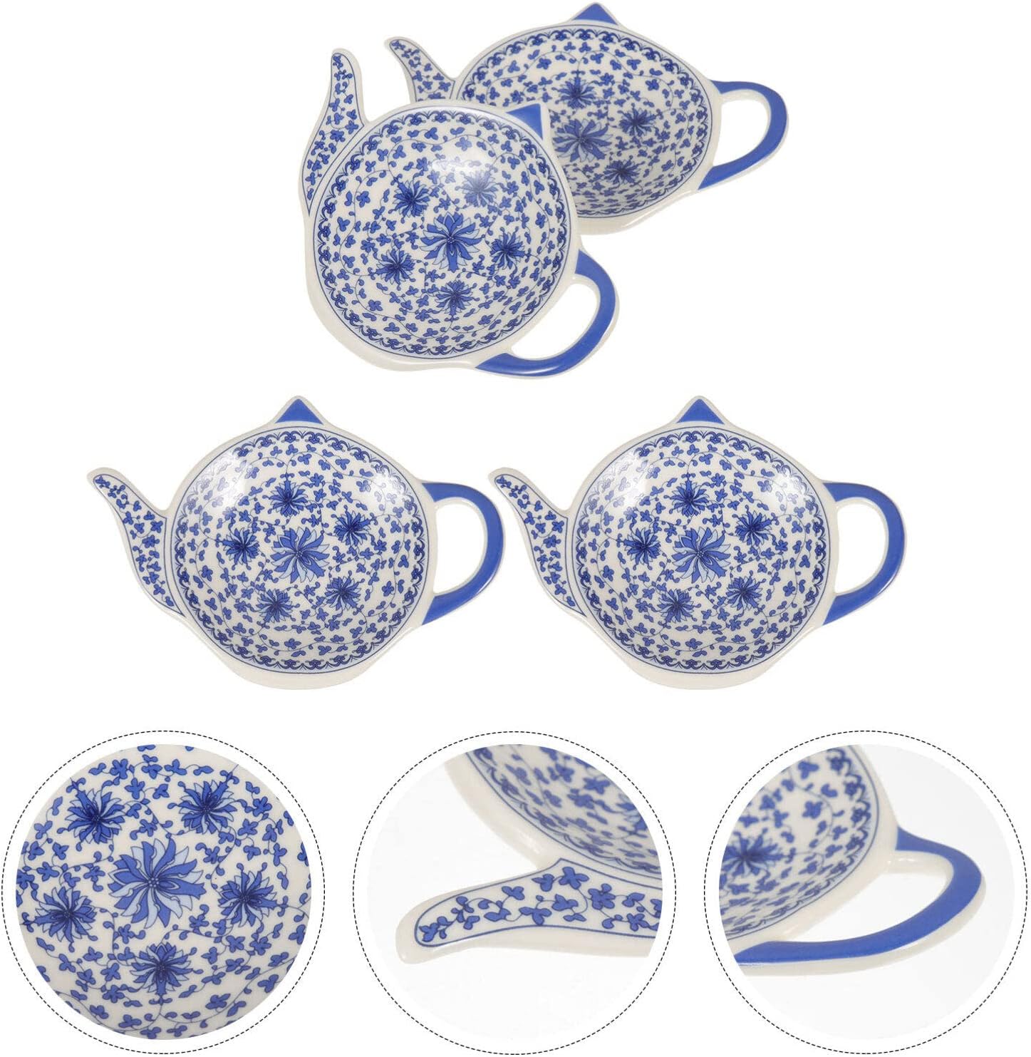 4Pcs Ceramic Tea Bag Dish Tea Bag Coaster Saucer Seasoning Dish for Home Kitchen Housewarming Gifts (Color : Blue)