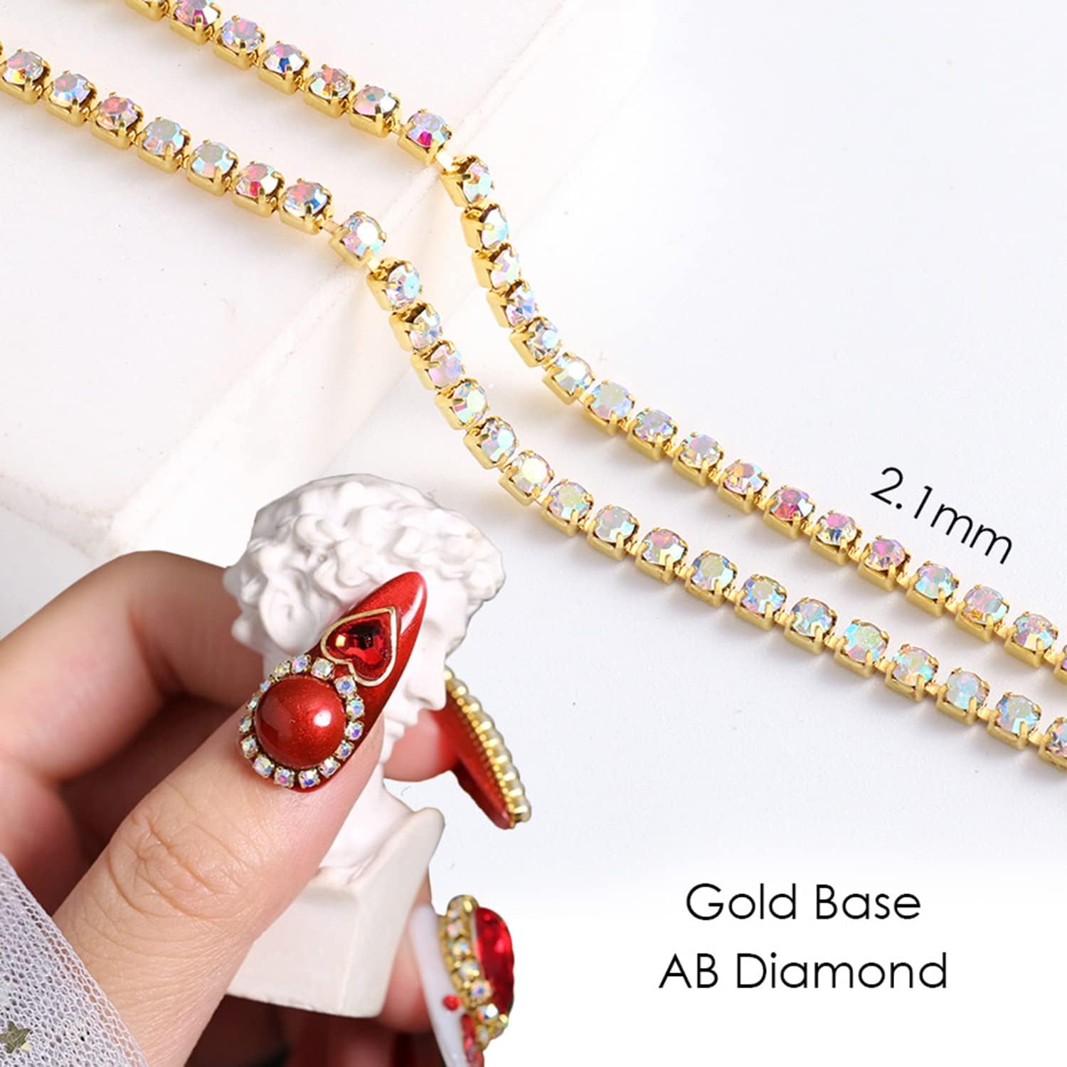 Metal Nail Art Chains Decorations, Gold Silver Nail Art Line Accessories, Punk Luxury Pearl Gem Nail Art Glitter Design, 3D Nail Art Chain Supplies for Women Manicure Art, Resin Nail Art Tips Tools