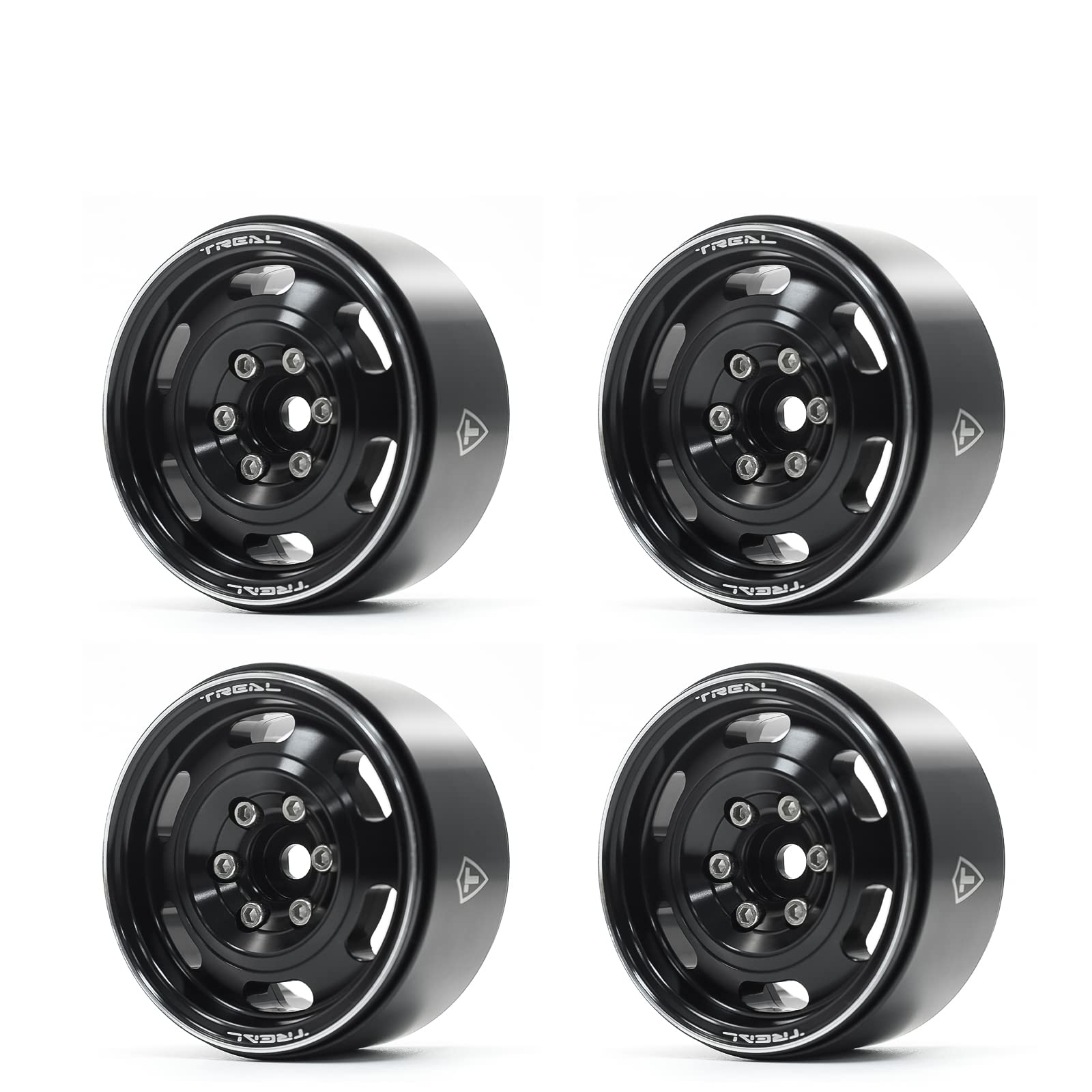 Treal Metal 1.9 Beadlock Wheel Rims 4pcs Vintage Design Hub for Wagon Wheel 1:10 RC Crawler Axial SCX10 II 90046 SCX10 III AXI03007 TRX-4 -Type G (Black)