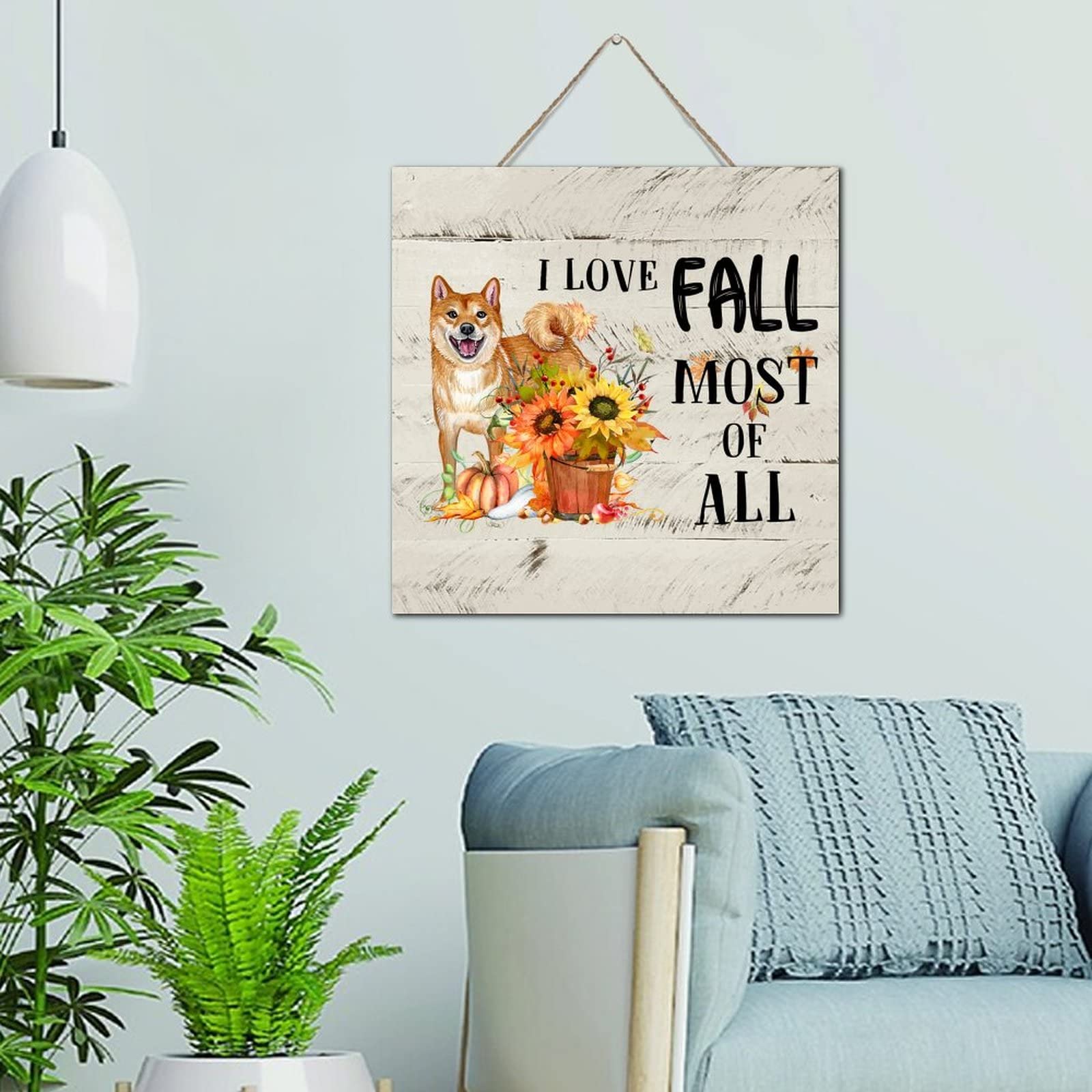 Plaque en bois I Love Fall Most of All pour déco cabine d'automne