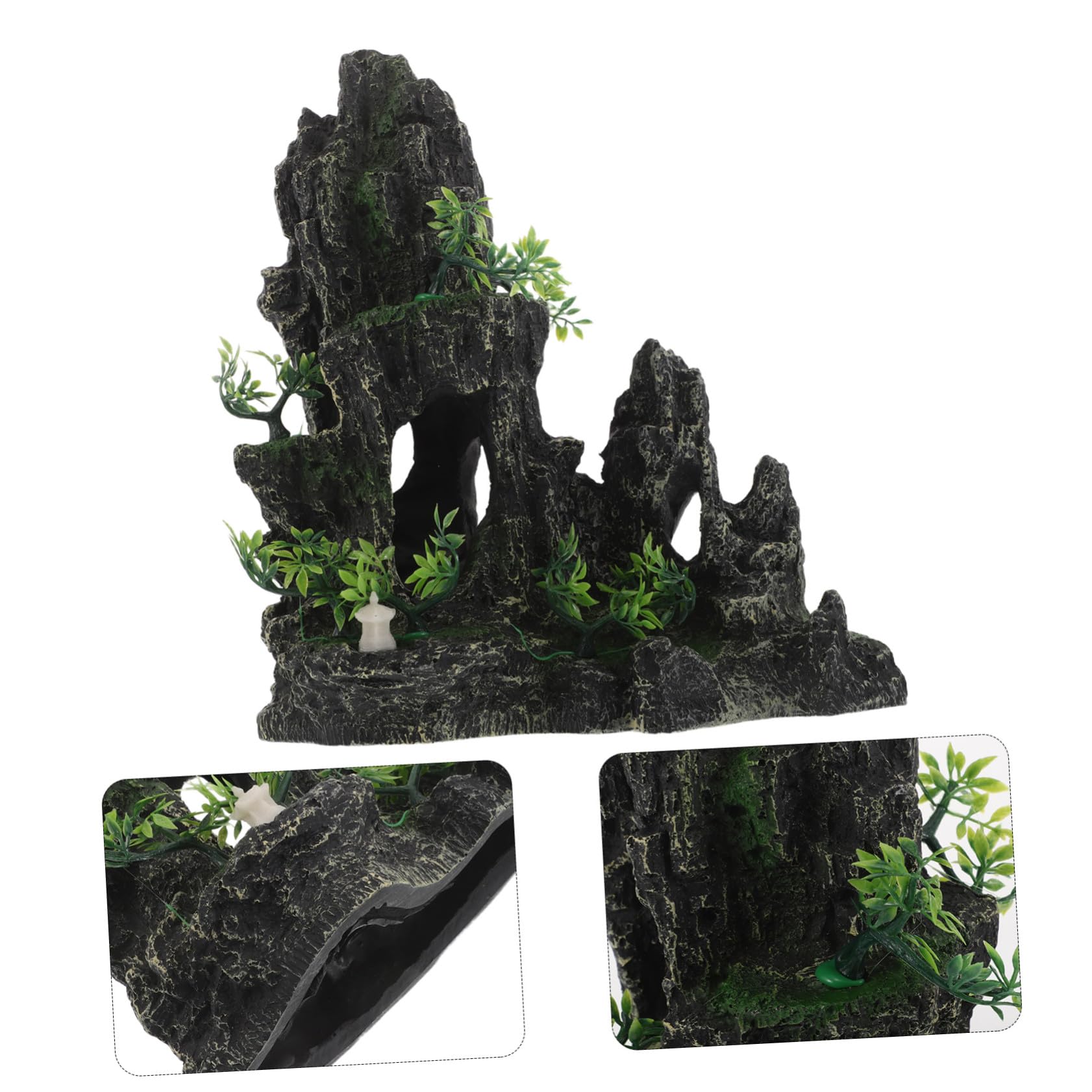 Kisangel Fish Tank Decoration Resin Aquarium Rockery with Shrimp Breeding Cave And Betta Hiding Place Artificial Stone for Natural Fish Tank Landscape