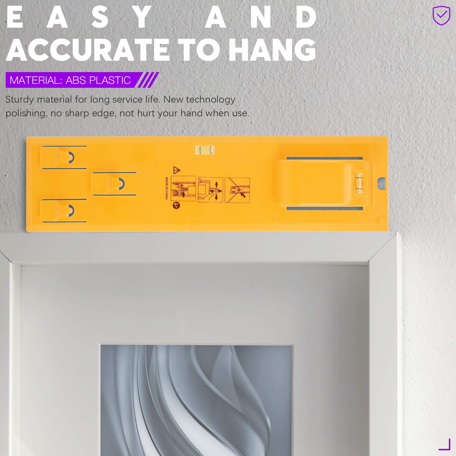 Swpeet 435Pcs Picture Hangers with Yellow Picture Hanging Level Tool Assortment Kit - Image 4
