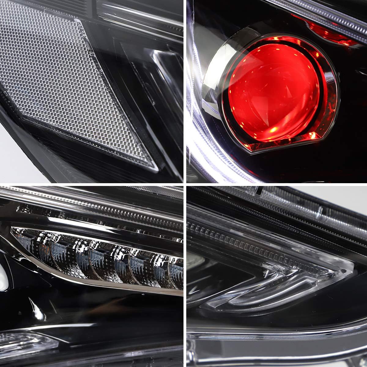VLAND LED Headlights and Smoked Tail Lights For Hyundai Sonata 2011 2012 2013 2014, With Sequential Turn Signals Dual Beam Lens (NOT for Models without Adjusting Motor)