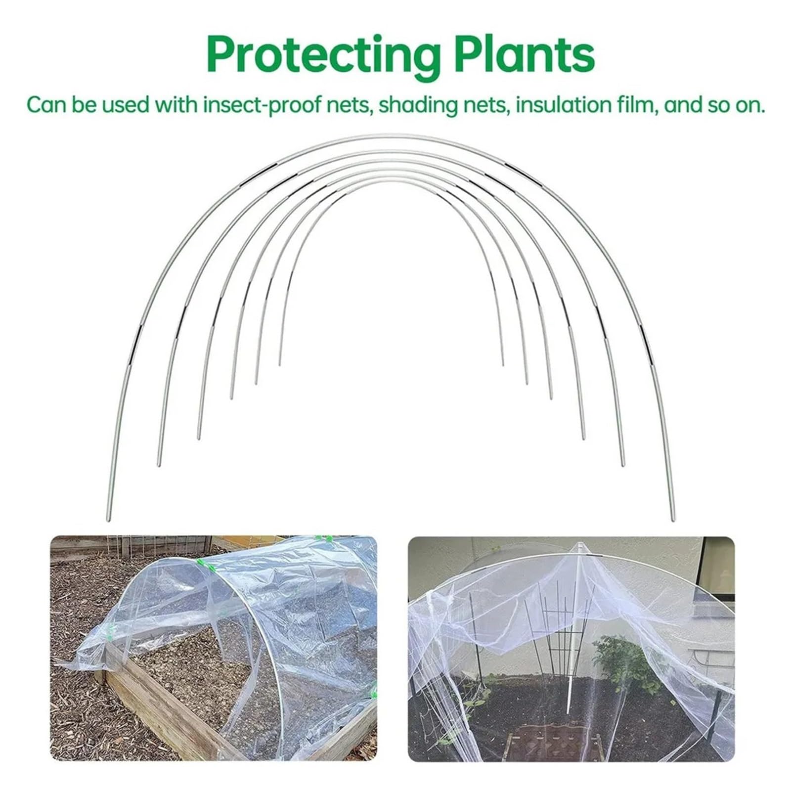 Archi per Serra Orto Cerchi da Giardino for reti in polietilene for Tunnel Giardinaggio for orti Cerchi da Giardino Telaio for Serra Telaio for Serra Cerchi da Giardino Fai da Te(18pcs)