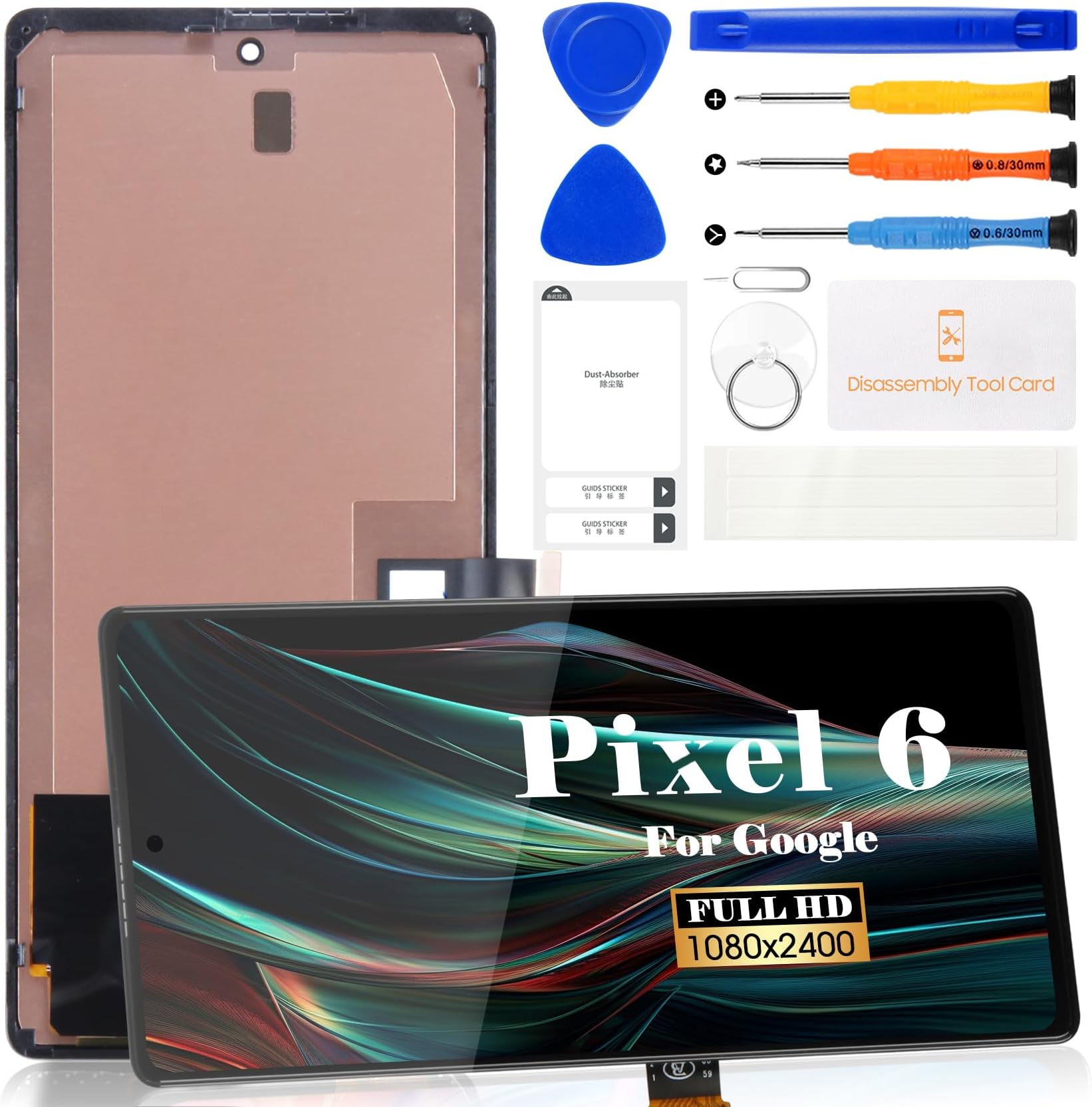 OLED for Google Pixel 6 Screen Replacement for Google Pixel 6 LCD Digitizer for Google Pixel 6 Touch Screen Display Assembly Repair Kits with Frame GB7N6 G9S9B16 (with Fingerprint, Not Original)