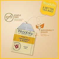 Vista 6 de Wissotzky Chamomile & Honey Herbal Tea, 20 Tea Bags Soothing Blend Caffeine Free Tea Relaxation