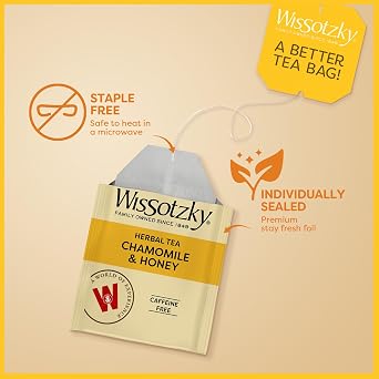 Wissotzky Chamomile & Honey Herbal Tea, (3 Pack - 60 Tea Bags) | Soothing Blend | Caffeine Free Tea | Relaxation