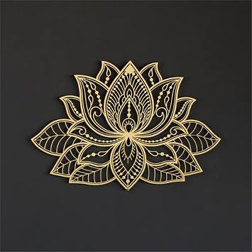 Bobbird Metal Mandala Wall Art ، ديكور حائط غرفة نوم ثلاثية الأبعاد ، فن حائط زهرة لوتس ، غرفة معيشة فن حائط ، تعليق حائط ، ديكور منزلي ، فن حائط روحي ذهبي