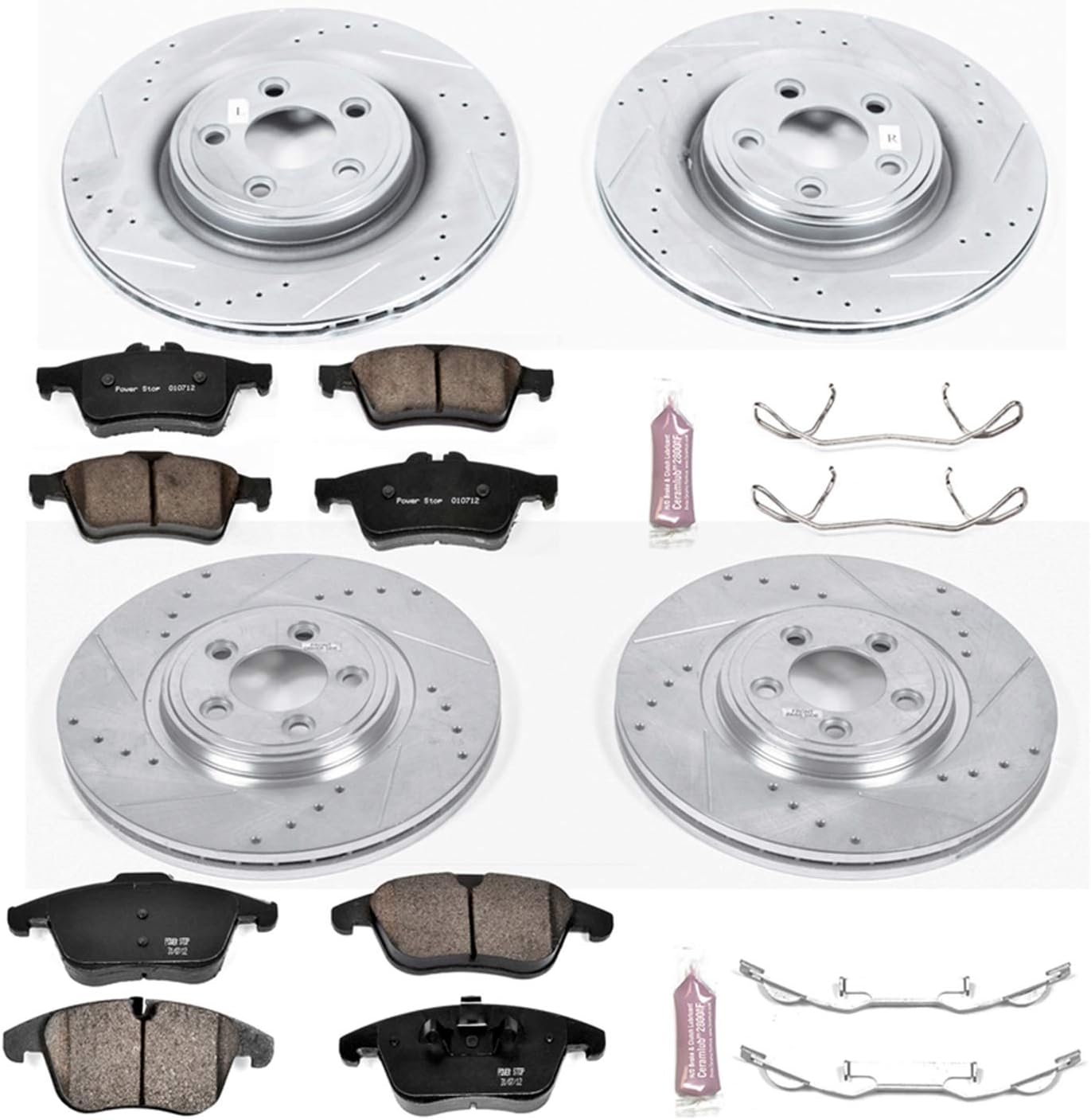 Black Friday - 40% OFF Power Stop K5637 Front and Rear Z23 Carbon Fiber Brake Pads with Drilled & Slotted Brake Rotors Kit