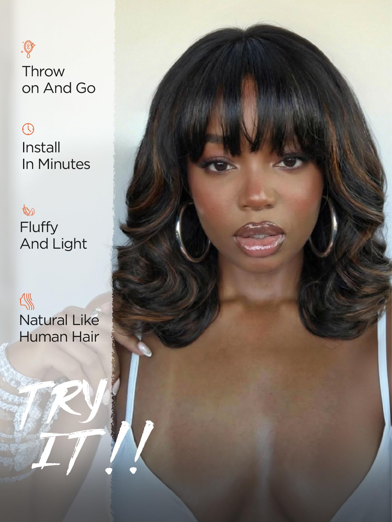 WIGER Yaki Texture Curly Bob Wig with Bangs Heat-Resistant Synthetic Hair