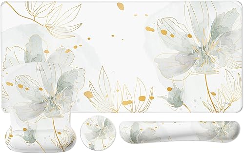 MOSISO Juego de alfombrillas de mouse para teclado y mouse para videojuegos, reposamuñecas para teclado, alfombrilla de mouse con reposamuñecas y