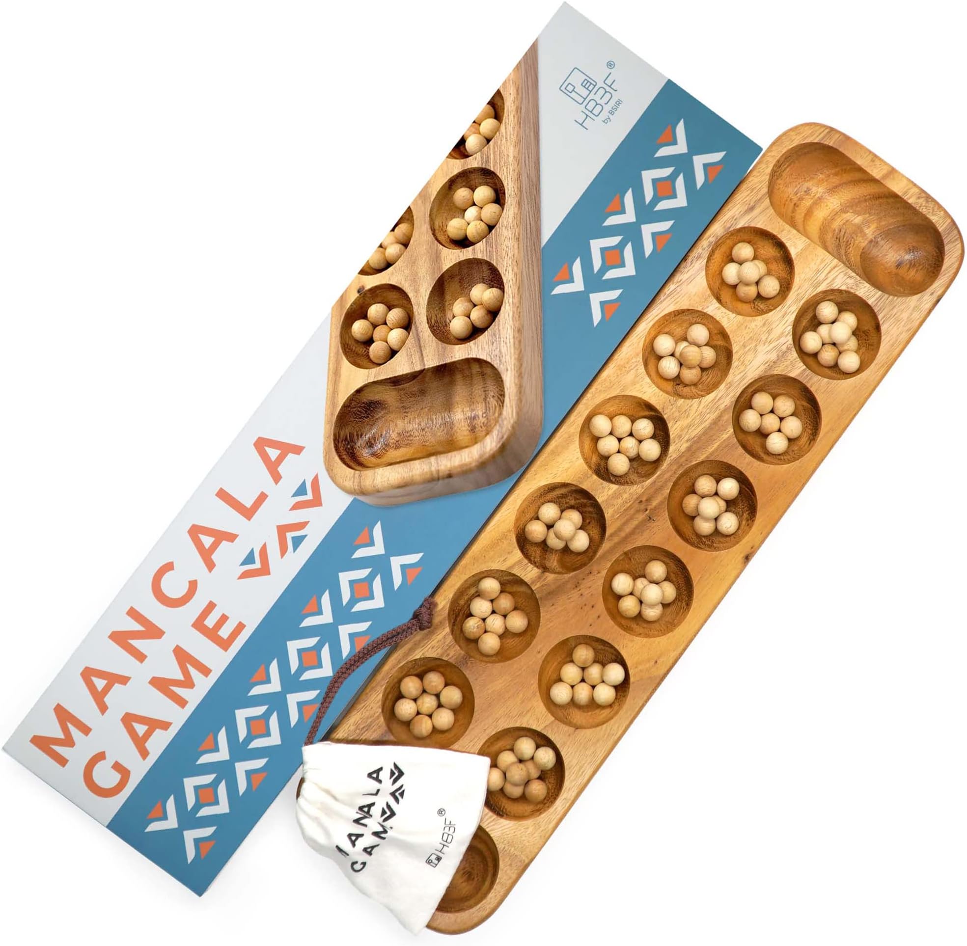 Mancala Wooden Classic Board Game Entertainment for Family Adults Teens Ideal for Game Night Play with 2 or More People