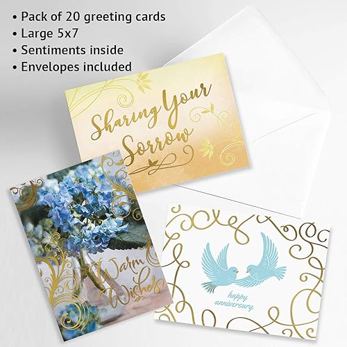 Miniatura 2 de Current Paquete de papel de aluminio de lujo para todas las ocasiones, 20 tarjetas con sobres, celebración, recuperarse, condolencias, cumpleaños,