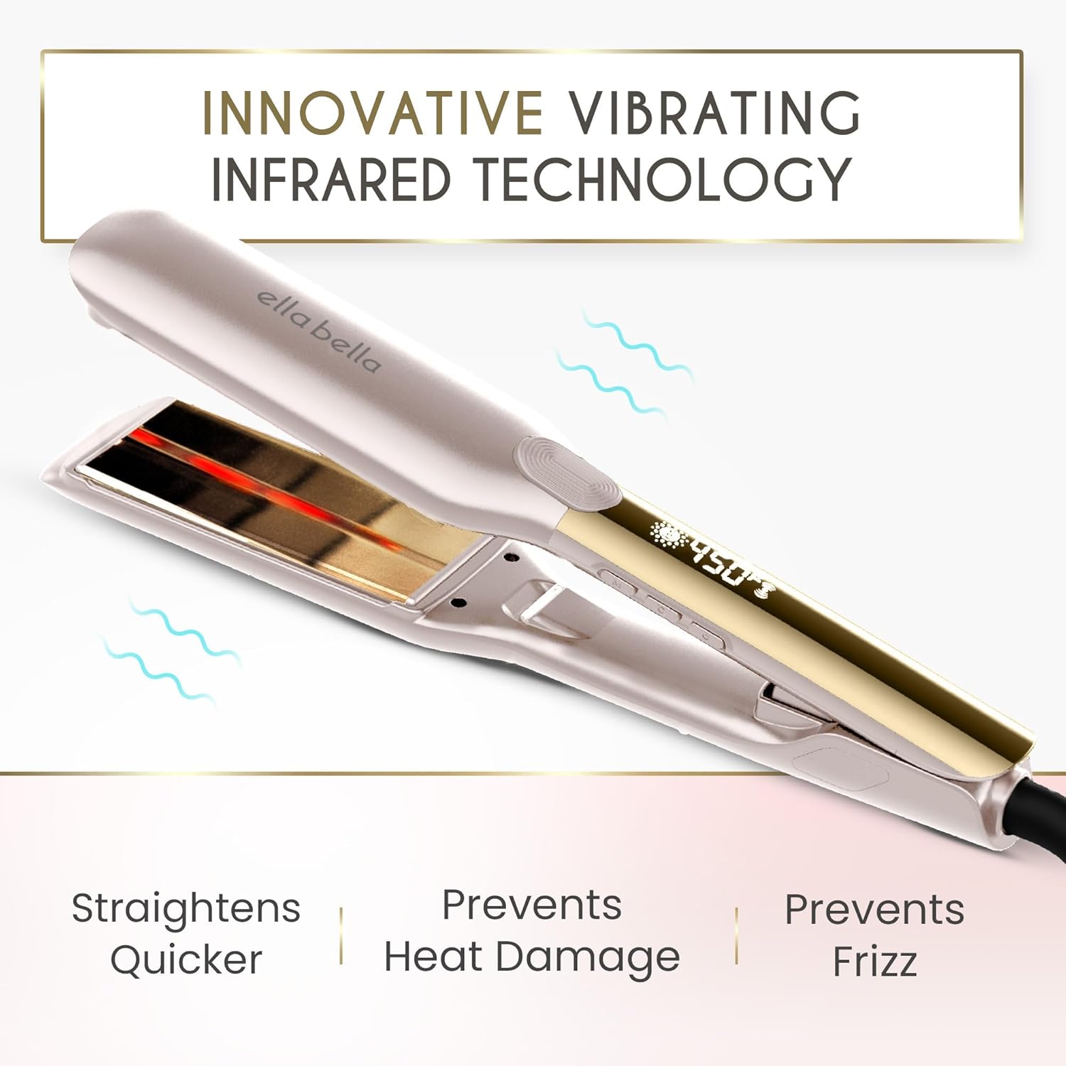 ELLA BELLA® Titanium Flat Iron Hair Straightener (with Infrared) • Professional Straightening Iron • Digital Display to Accurately Control Temperature • As Featured in Good Housekeeping - Image 5