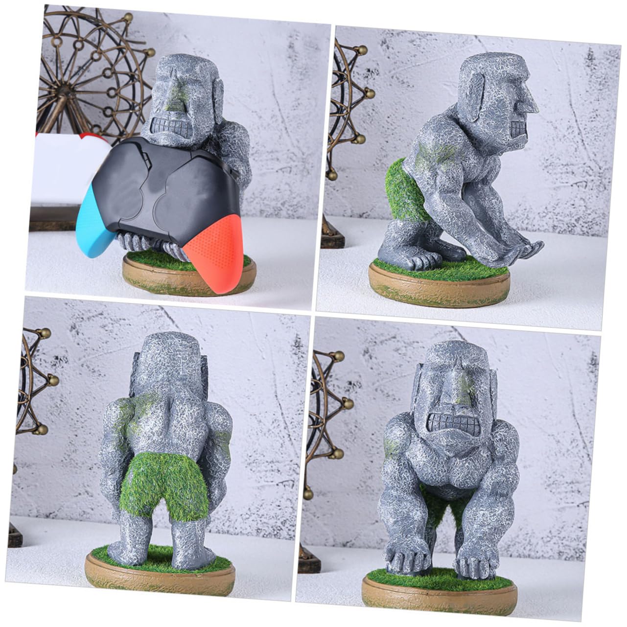 NUOBESTY Controller Statua per di Resina Gioco Supporto in Stabile e Design Unico Moai Accessori Decorazione Desktop Gaming