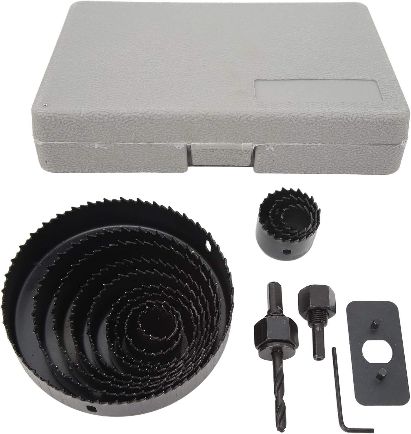 Hole Saw Kit, 16Pcs Hole Saw Carbon Steel Hole Opener Hole Cutting Drill Bit Tool Set Kit for Gypsum Soft Wood, Plywood, Drywall, PVC