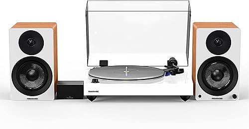 Miniatura 10 de Fluance Reference RT85 Tocadiscos de vinilo de alta fidelidad (blanco), Preamplificador de fono PA10, Ai41 Powered 5" Librero Altavoces (nogal