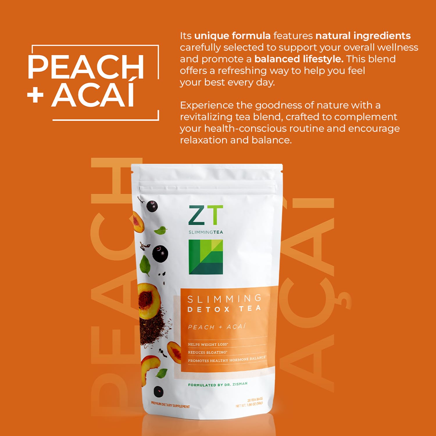 Amazon.com : Dr. Zisman ZT Slimming - Peach and Acai Herbal Tea