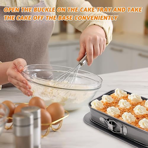 Miniatura 4 de Molde desmontable rectangular, molde rectangular para tartas con parte inferior extraíble, 11 x 7 pulgadas, bandejas rectangulares para hornear
