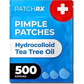 PatchRx Pimple Patches for Face (500 Patches), Hydrocolloid Acne Patches with Tea Tree Oil, Pimple Patch Pimple Stickers - Hydrocolloid Patch Acne Dots - Acne Pimple Patches For Face - Zit Patches