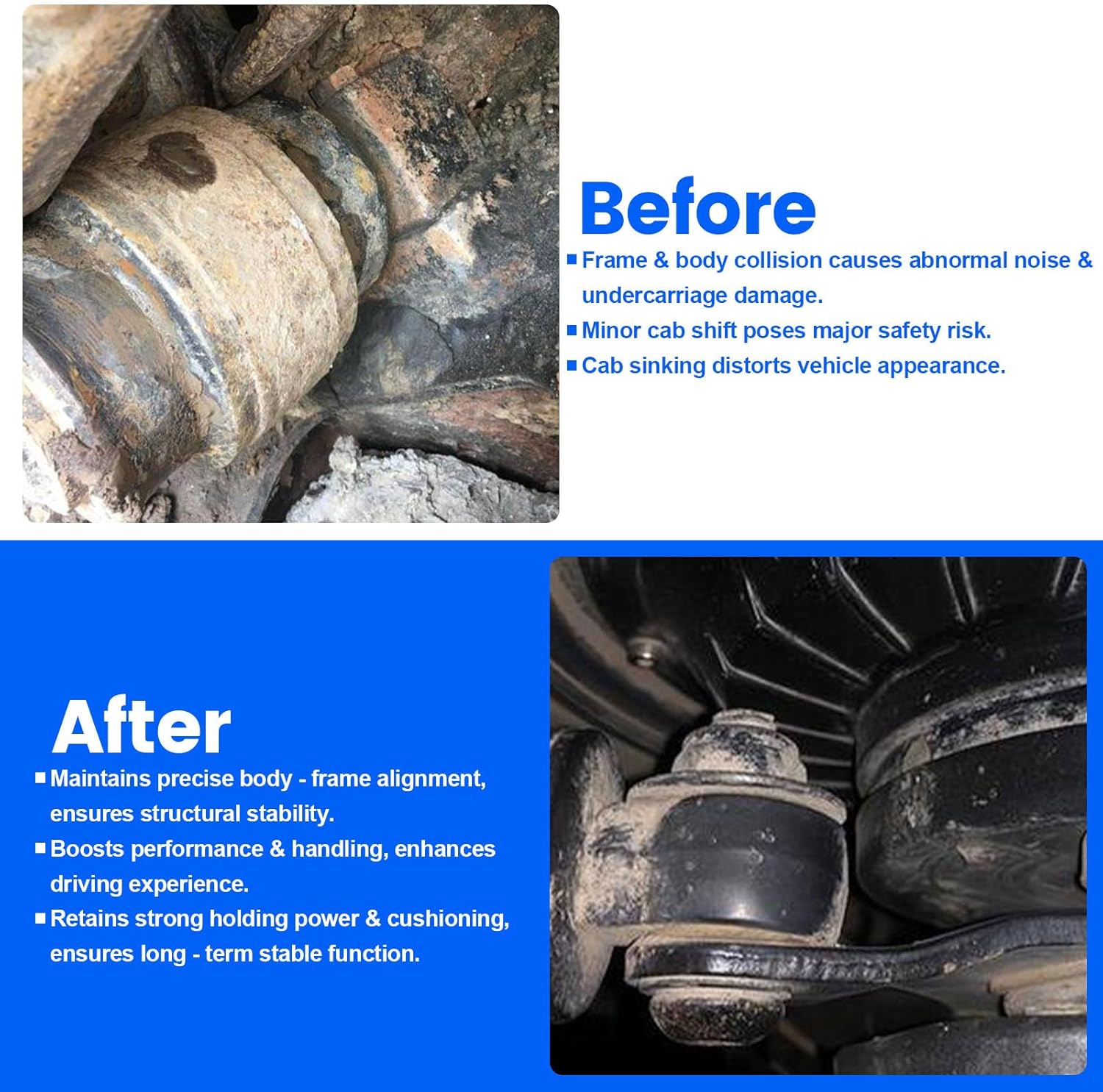 7-141 Body Mount Bushing Compatible with 1999-2005 Chevy Silverado 1500 2500,GMC Sierra 1500 2500 Polyurethane Cab Mounts Kit with Bolts(Black)