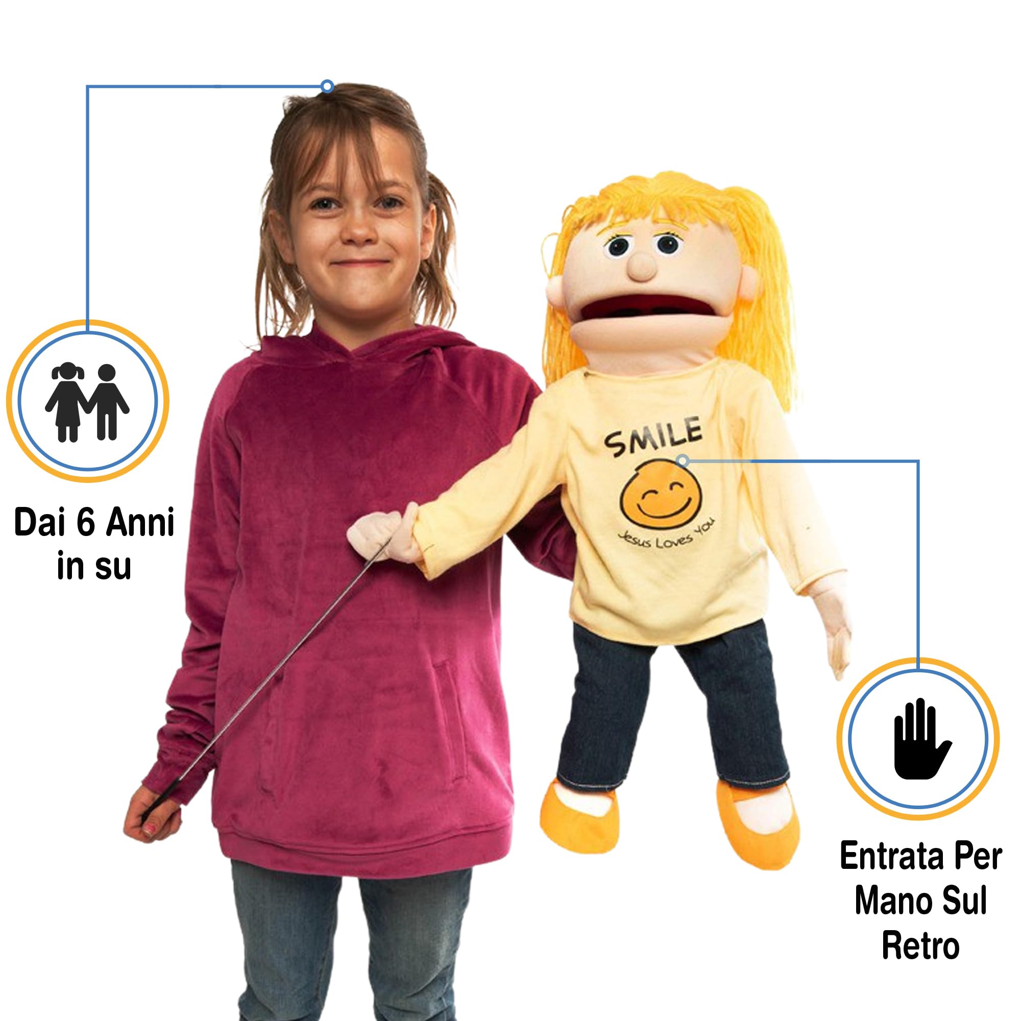 Smile Jesus Loves You | 25" Full Body Girl Puppet by Silly Puppets