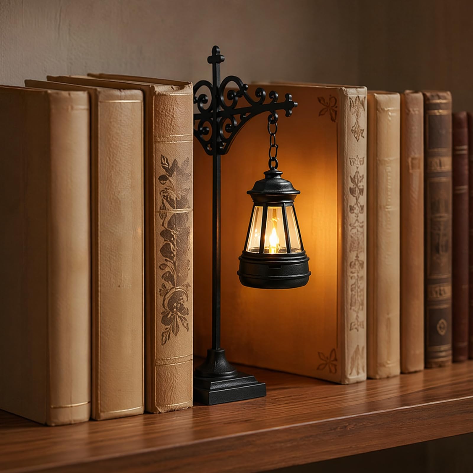 Library Lantern-Decorative Bookshelf Lighting Mini Bookshelf Lamp