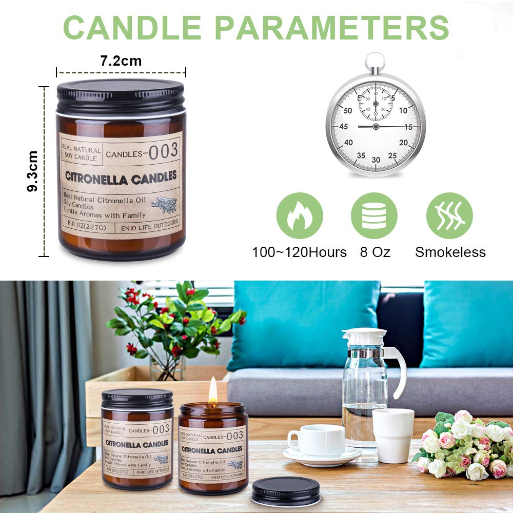 Grande Velas Citronela Exterior, 240 Horas Tiempo de Combustión para Jardín Camping Hogar Picnic Fiestas