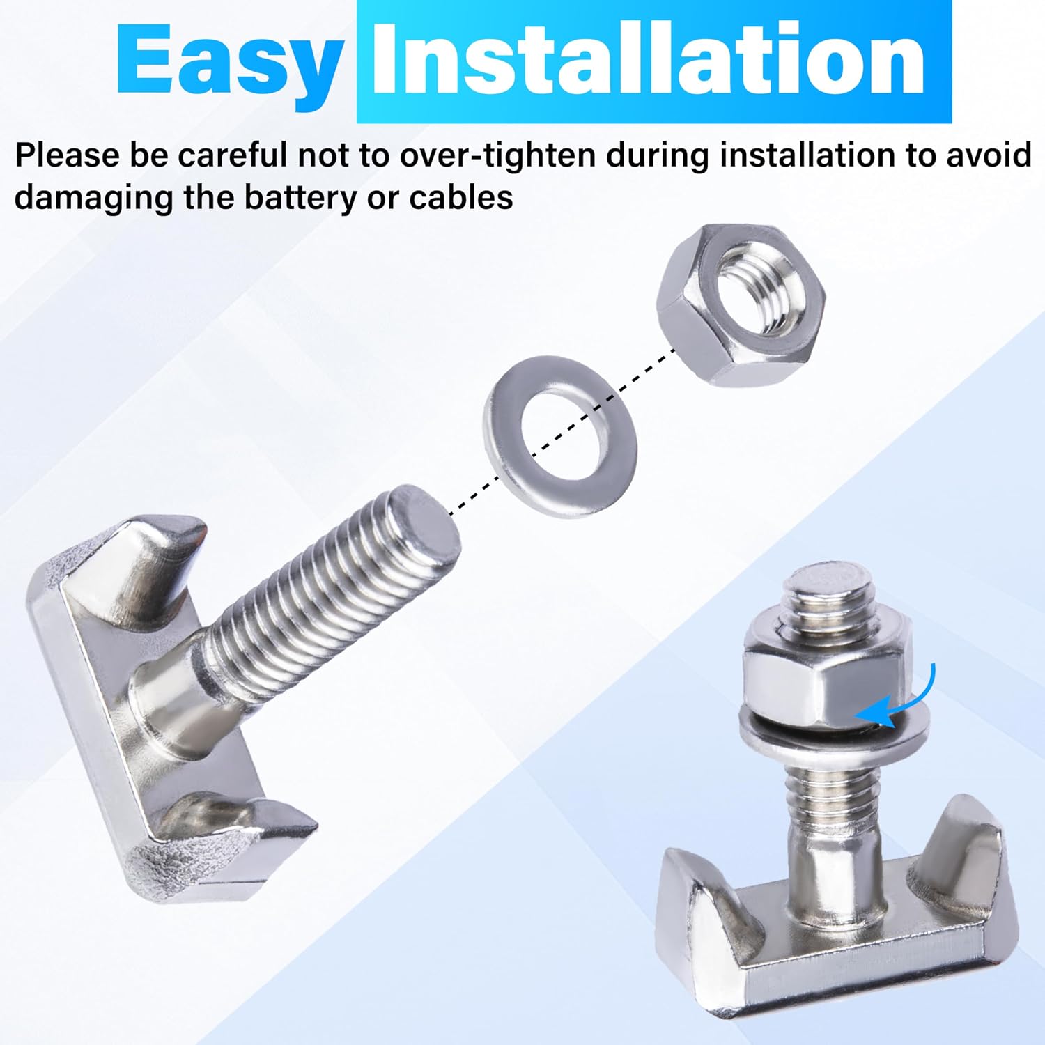 2 PCS Battery Terminal T Bolt Kit, Better Battery Terminal Bolt and Nuts | T-Shaped Bolts with Cable Extender, Universal Replace Accessory Compatible with Chevy BMW GMC Volkswag 6X0915138 61128373946