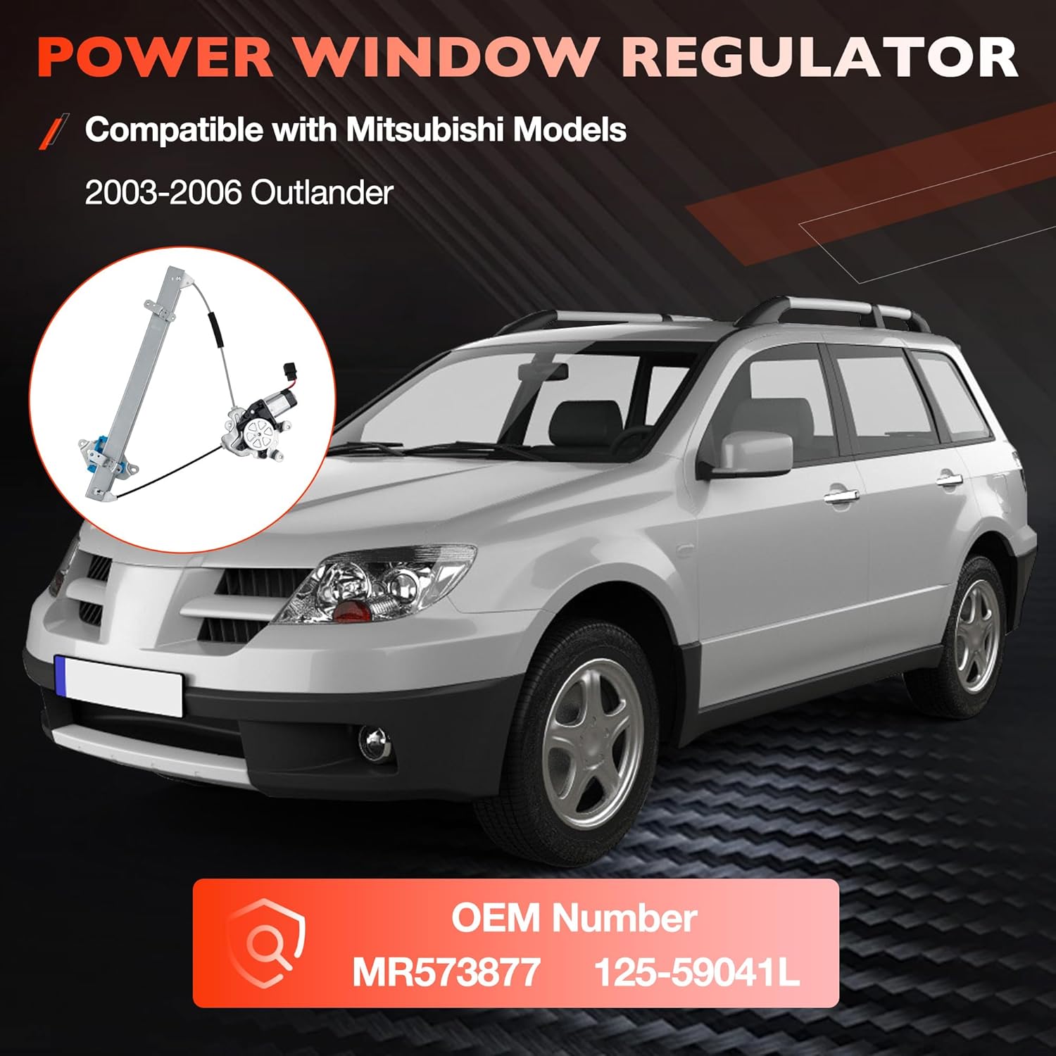 MR573877 Front Left Driver Side Power Window Regulator and Motor Assembly Compatible with Mitsubishi Outlander 2003-2006 Replace# 125-59041L